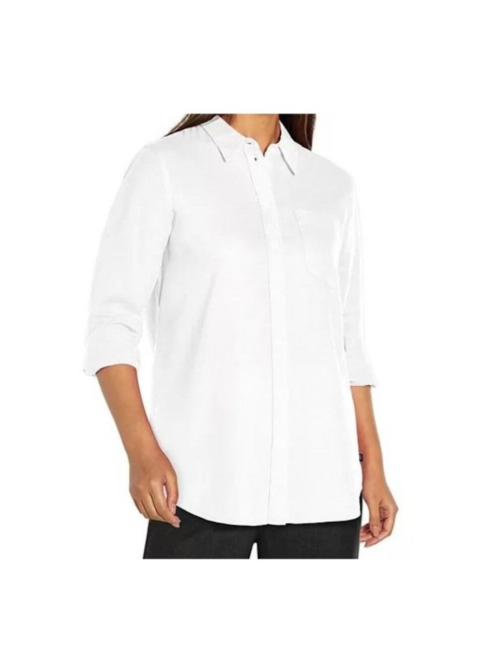 Gap Women's Top S Linen Blend Button Front Long Sleeve Shirt White Size S